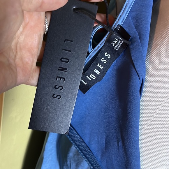 LIONESS Size XXL Slinky Draped Front Spaghetti Strap Midi-Dress Satin $179 NEW - Picture 10 of 17